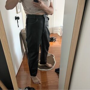 Leather pants with contrast stitching